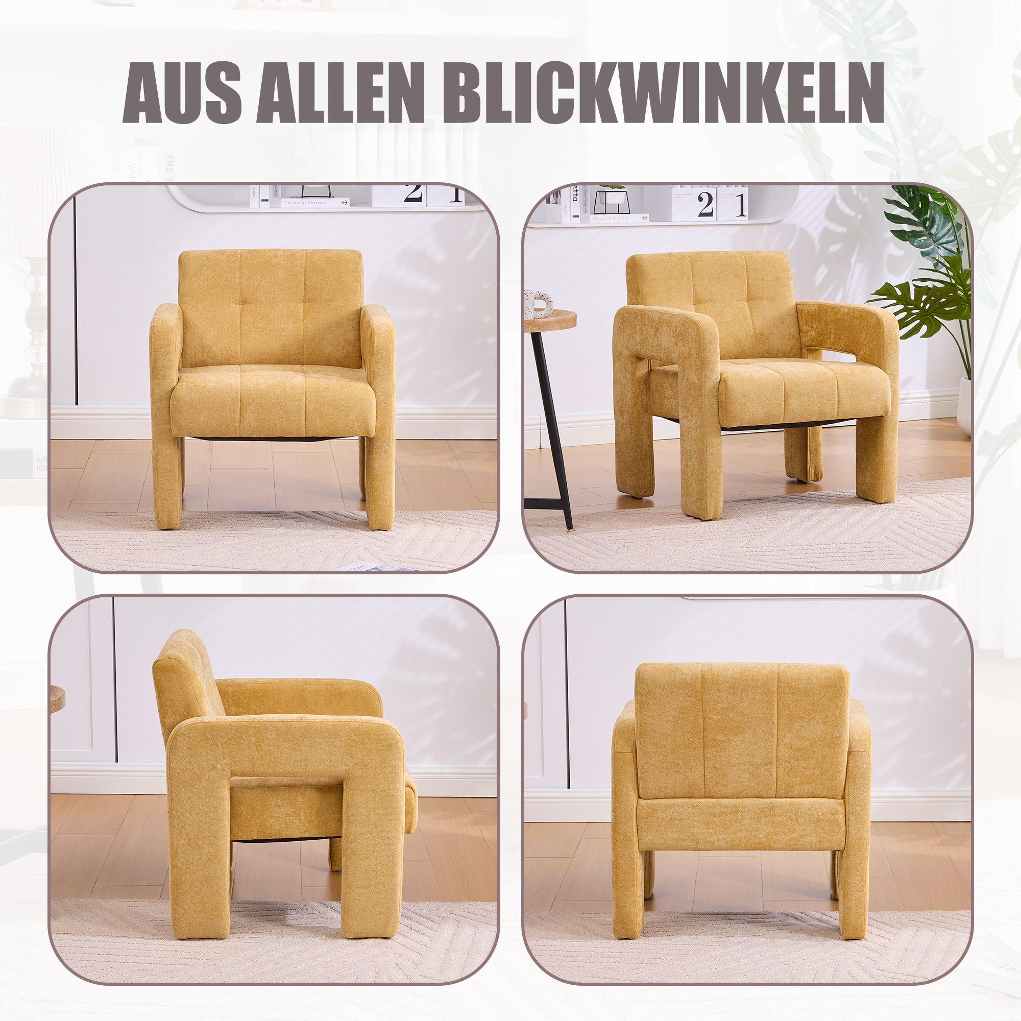 Modern Minimalist Single Armchair, Upholstered Comfortable Padded Nordic Style Seating