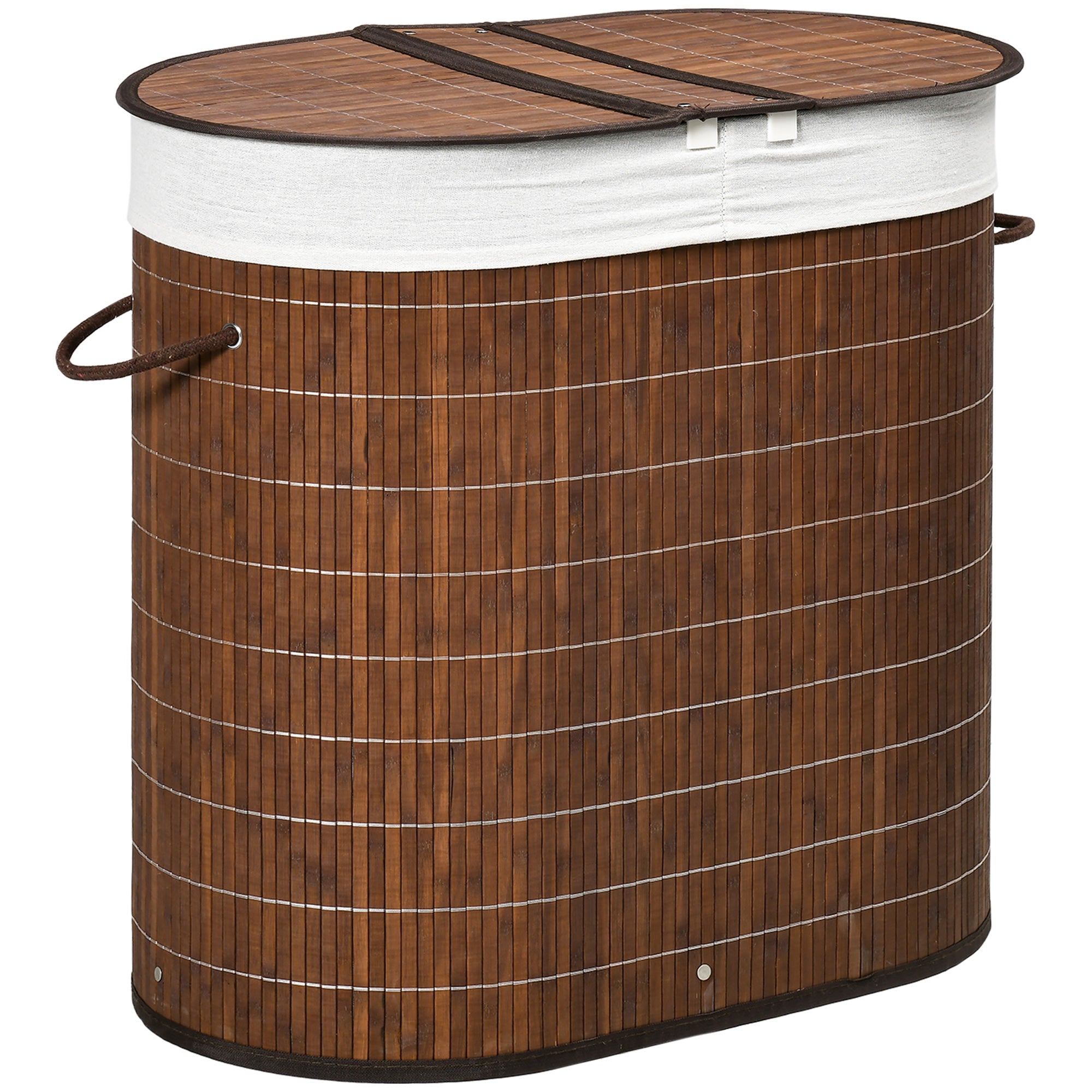 Laundry Basket, 100L with Lid, 2 Bags, Bamboo