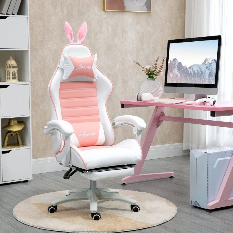 Vinsetto Gaming Chair Ergonomic with Rabbit Ears, Pink