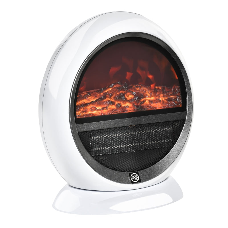 Freestanding Electric Fireplace Table Top Heater, Flame Effect, 1500W, White