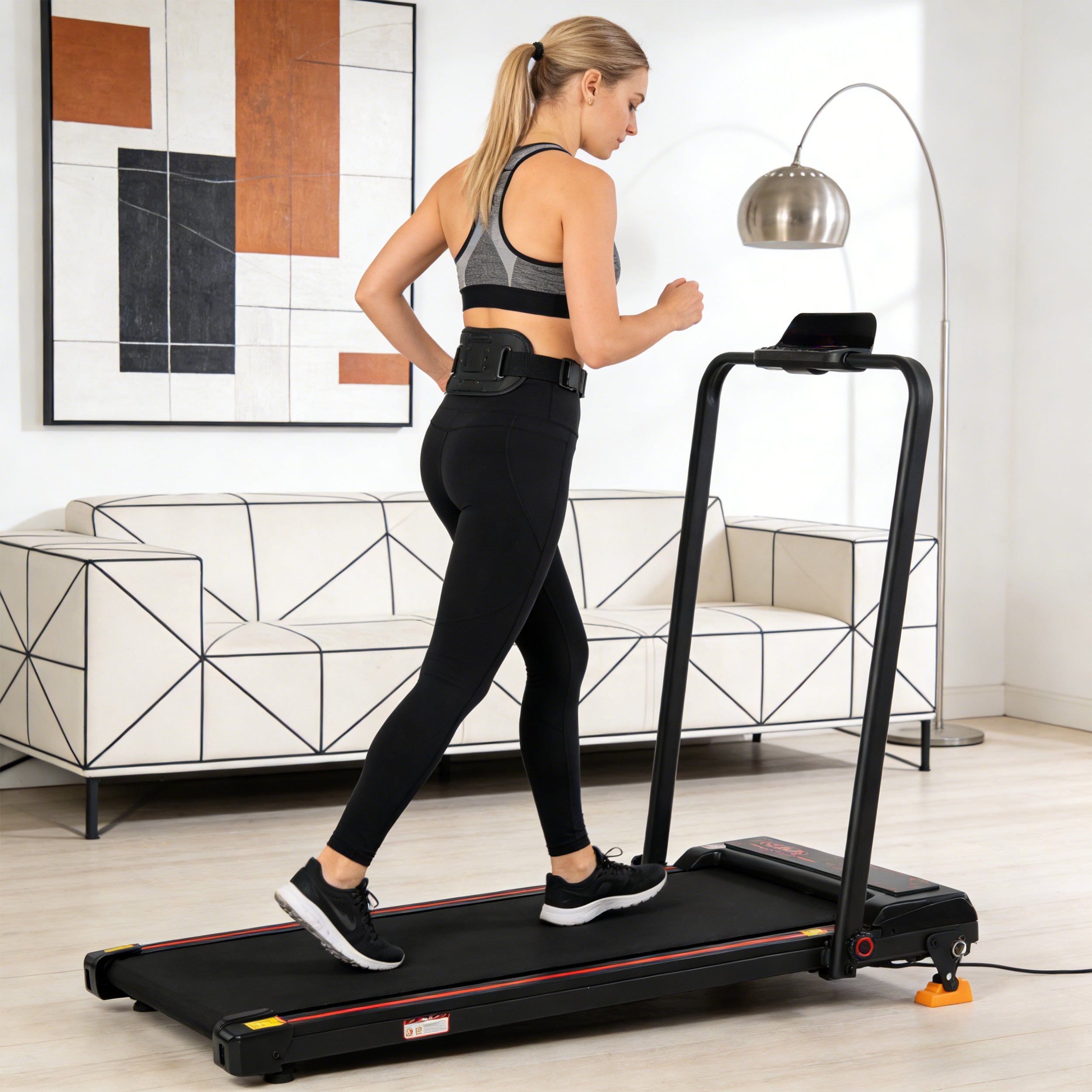 Electric Treadmill, Foldable with App Remote Control and LED Display, 12 km/h 0.75 HP Black