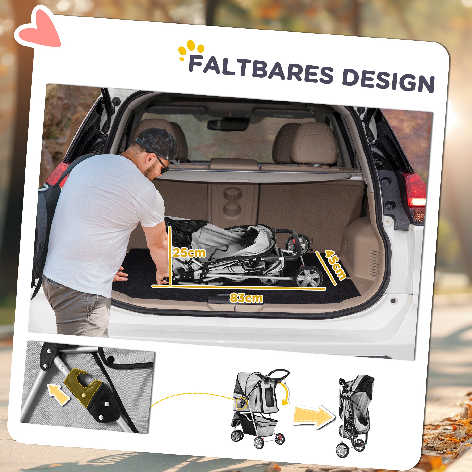 Dog Stroller Buggy, Multi-colored (Gray)