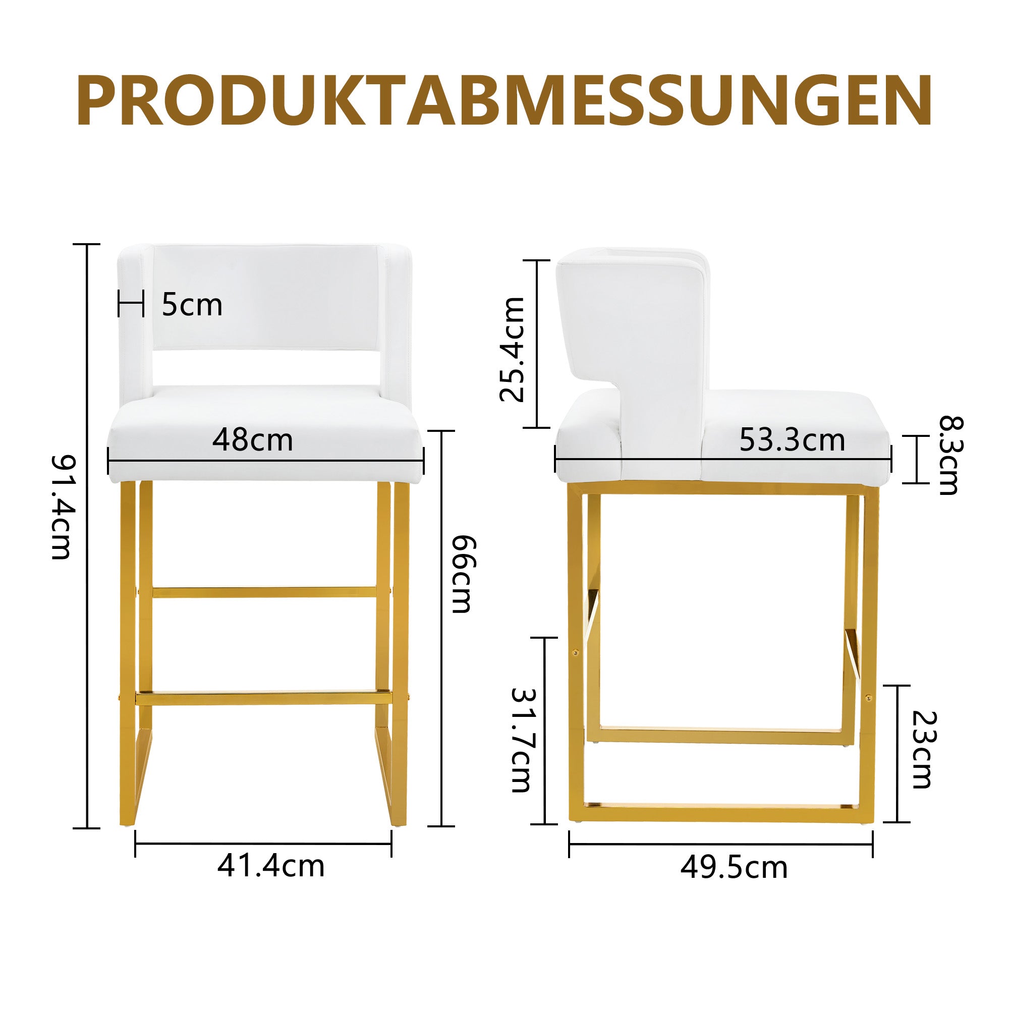 Bar Stools, Nordic Style Modern Square Design Gold Metal Legs, Multi-Color