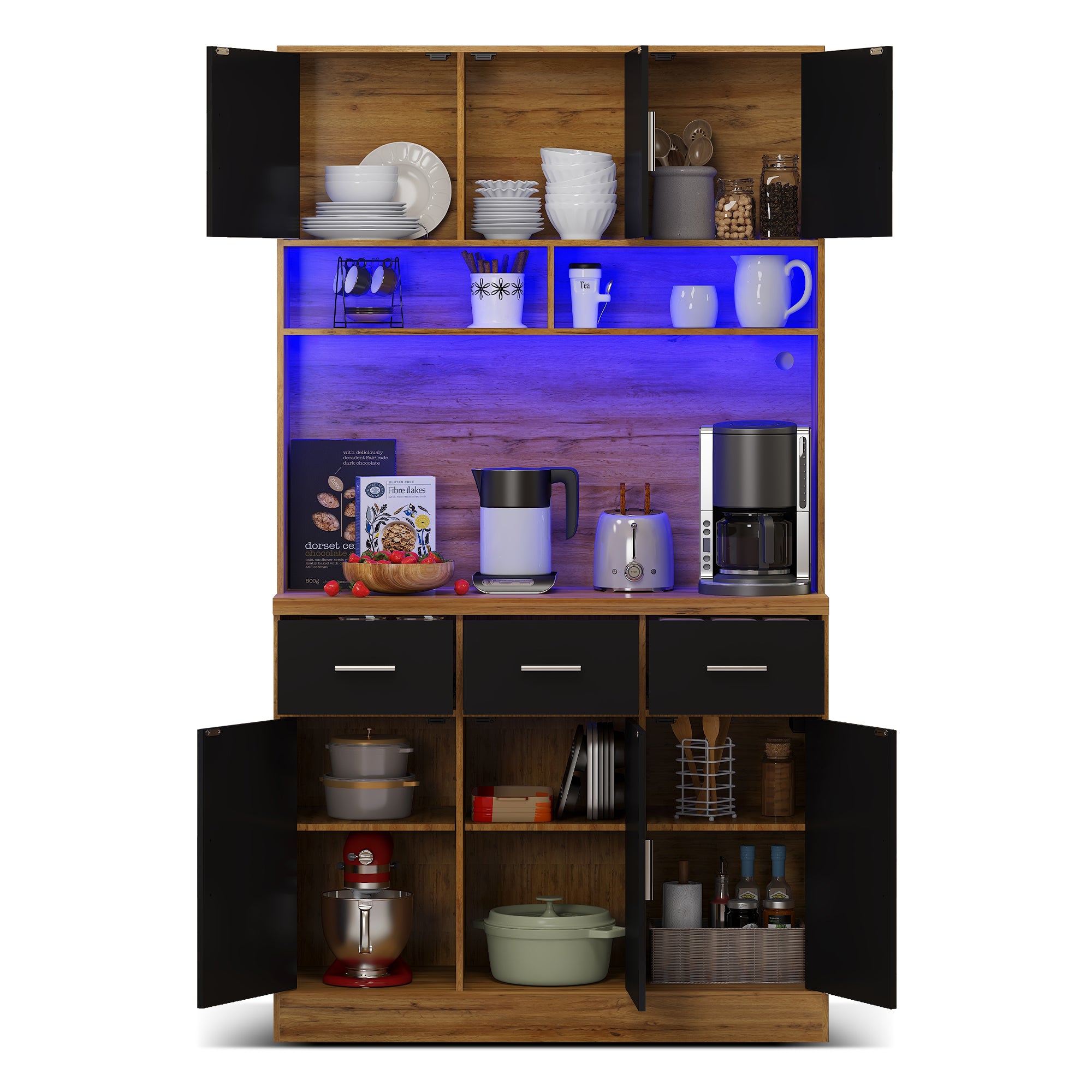Multifunctional Buffet 100x40x180cm with LED, App Control, Drawers & Power Outlets