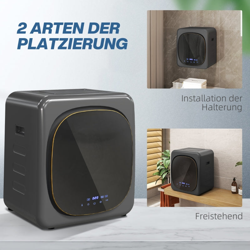 Mini Clothes Dryer, 6 Programs 4 kg 800W Exhaust, Gray