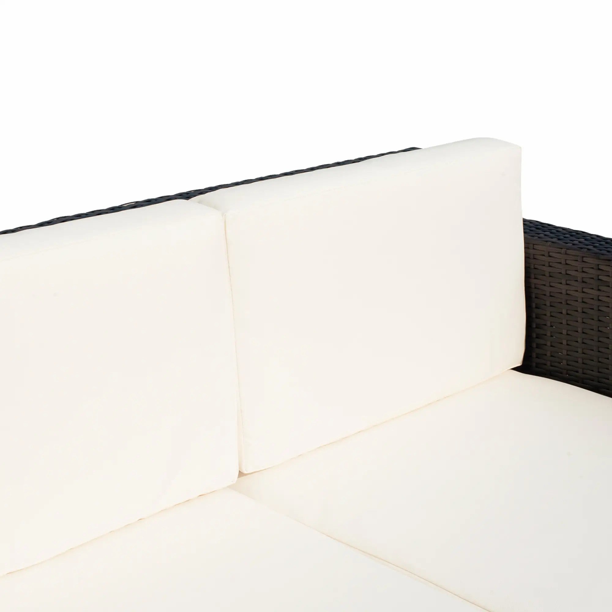 Rattan Sofa, 2 Seater Garden Loveseat with Padded Cushion and Armrests, Mixed Brown