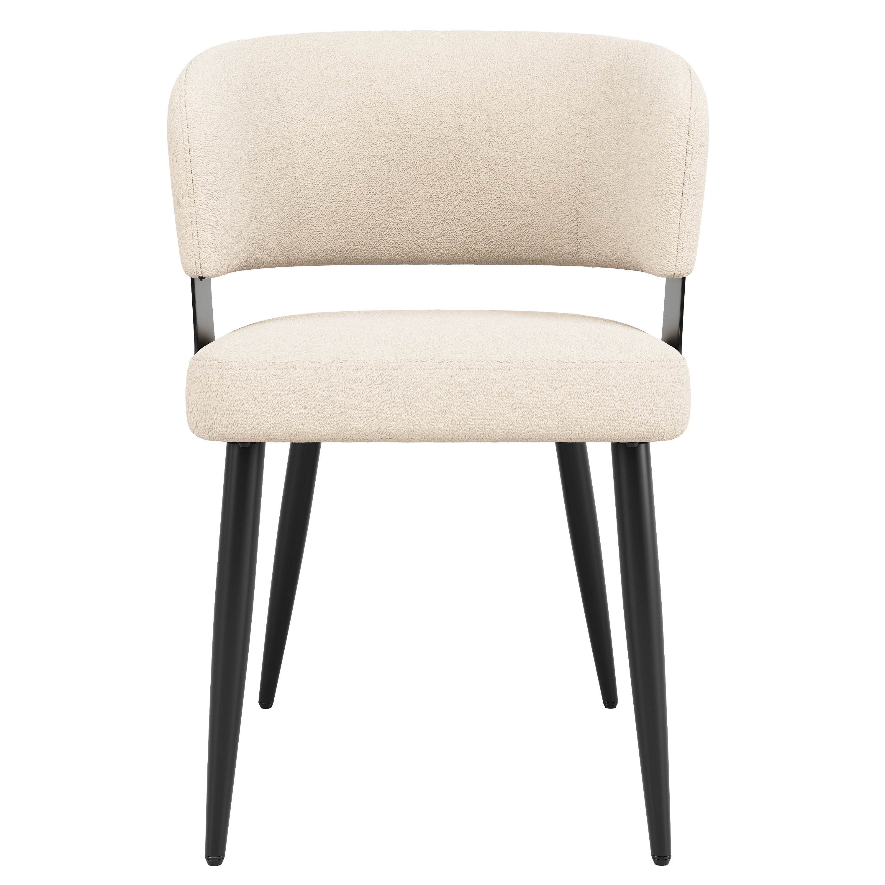 Ergonomic Dining Chair Set of 2 with Curved Backrest, Beige/Grey Flannel