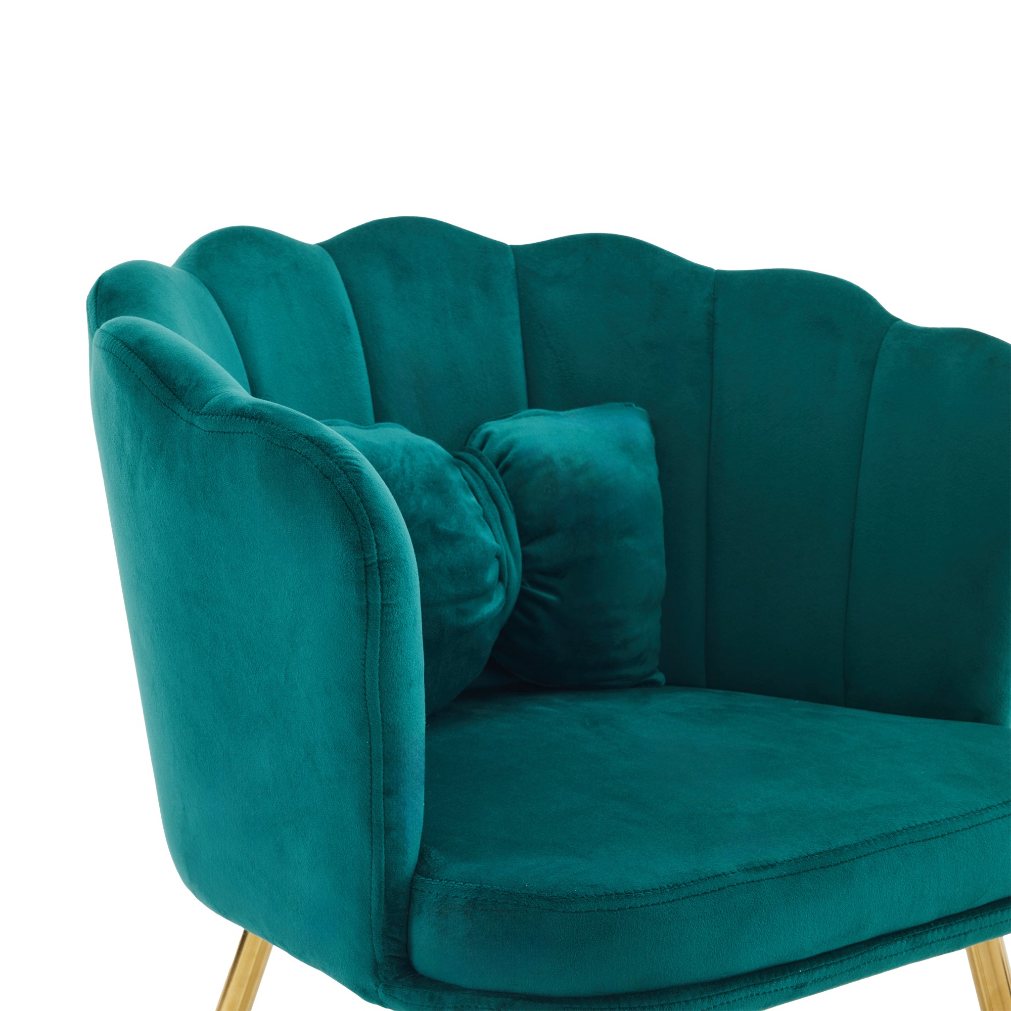 Velvet Chairs, Set of 2 Modern Upholstered with Petal Back & Butterfly Cushion, Gold Metal Legs