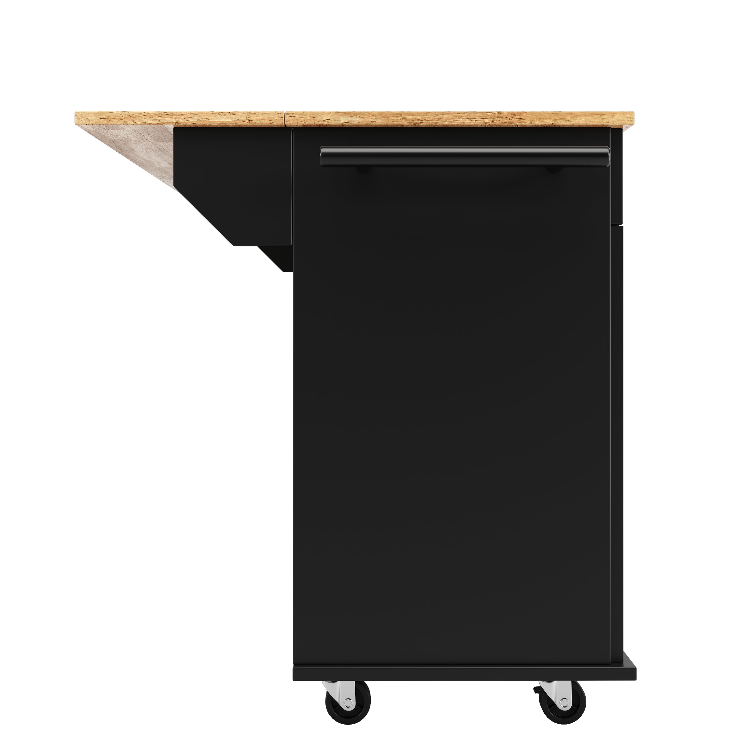 Modern Kitchen Island Multifunctional Dining Cart Storage - Black