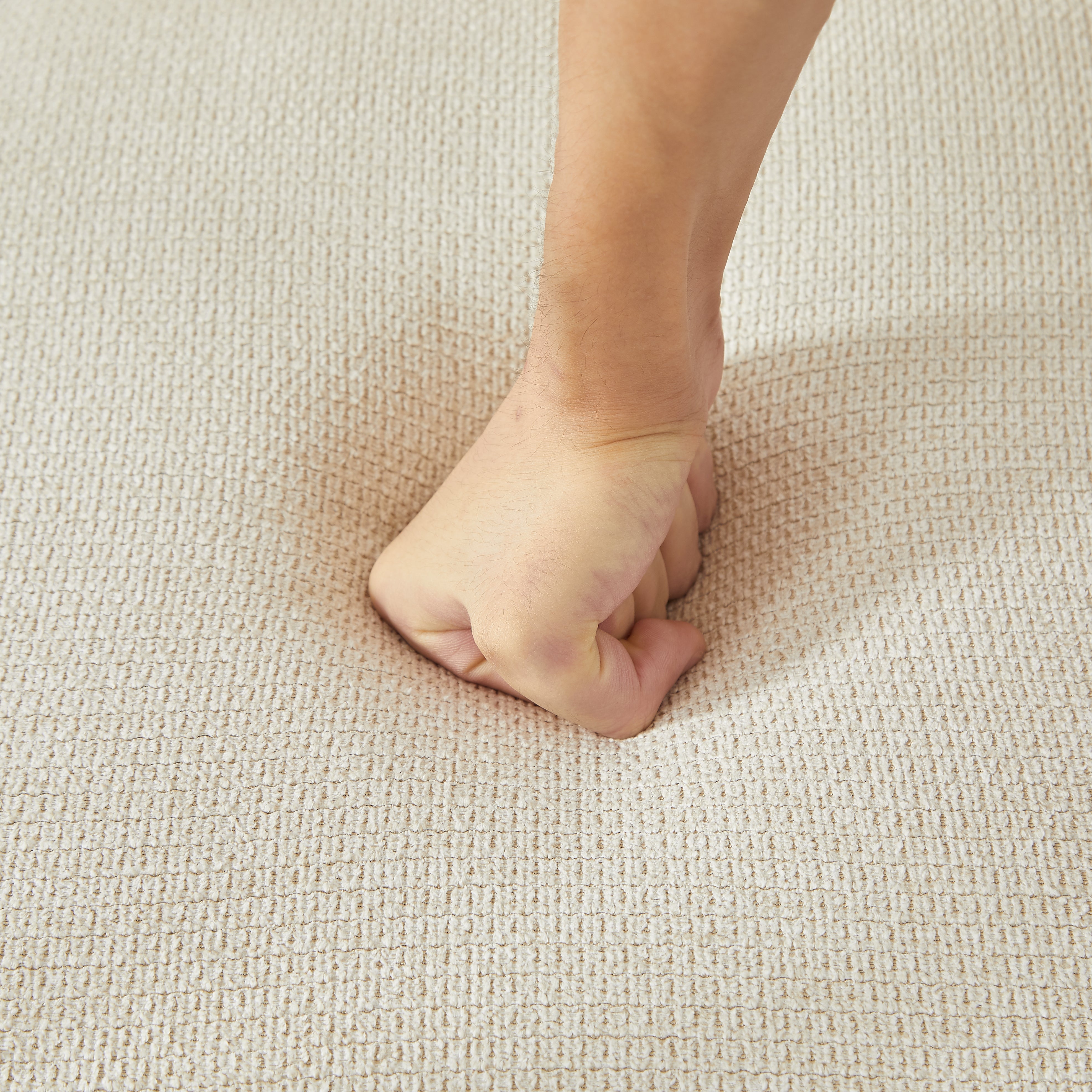 Dining Chairs, Set of 2 Modern Upholstered Armchairs, Scandinavian Style, Cream Fabric/Black Frame