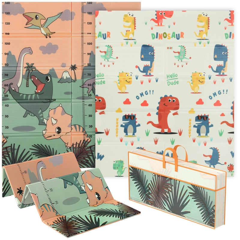 Dinosaur Baby Play Mat, Double Sided Foldable Water-Resistant for Indoor/Outdoor Use