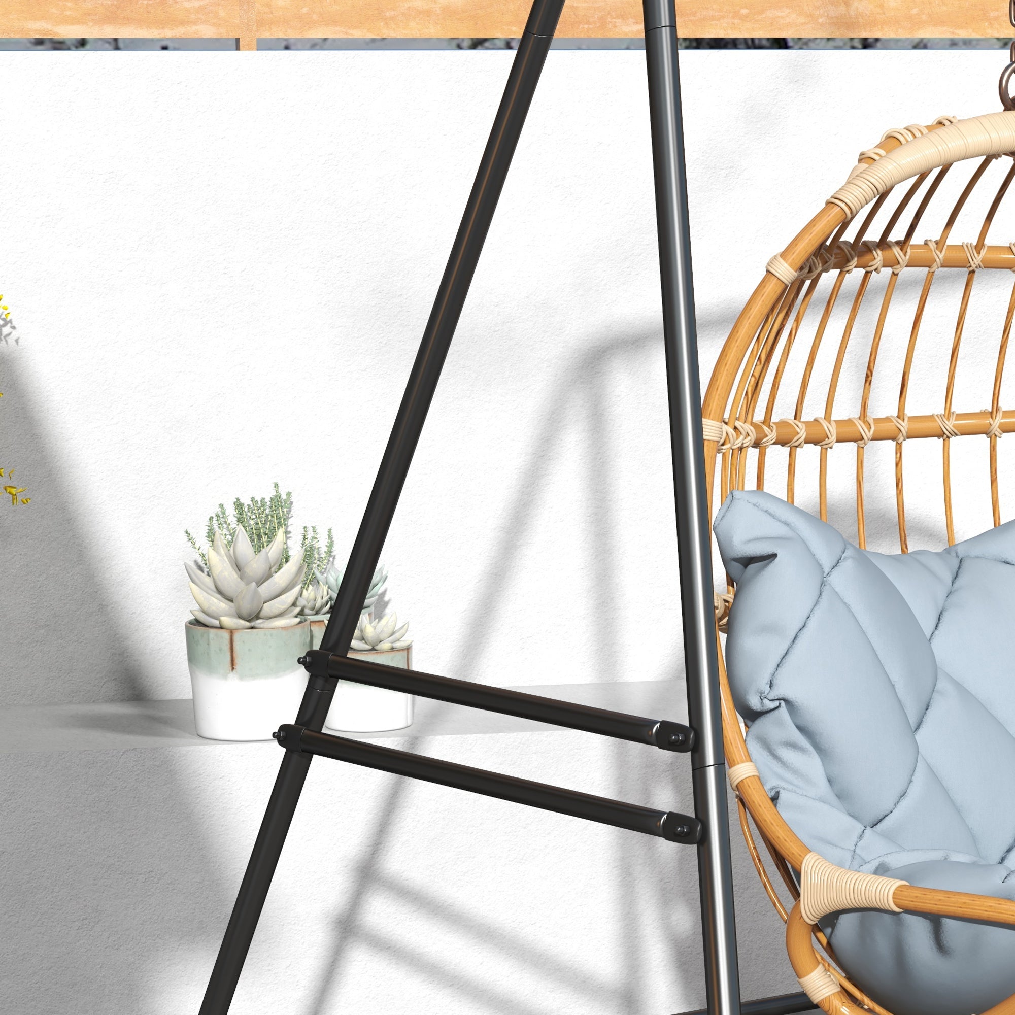 Steel Hanging Chair Frame 178x180cm, 150kg Capacity, Indoor/Outdoor Stand, Black