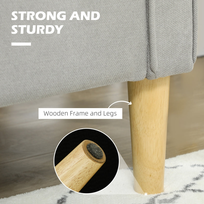 Modern 2 Seater Sofa with Hidden Storage, Tufted Cotton, Light Grey