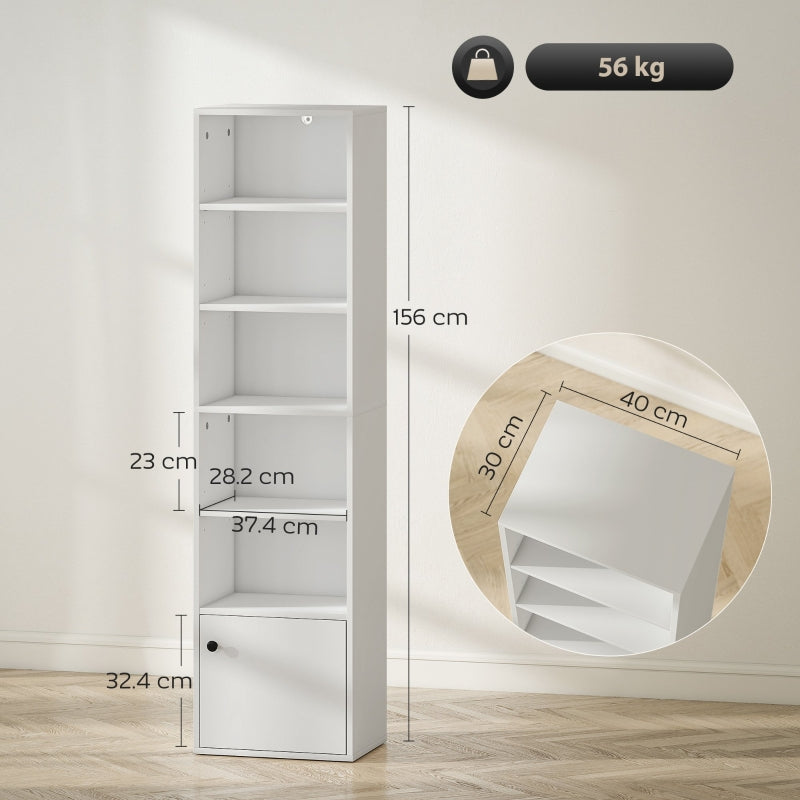 Bookcase 6-Tier 156 cm Tall White