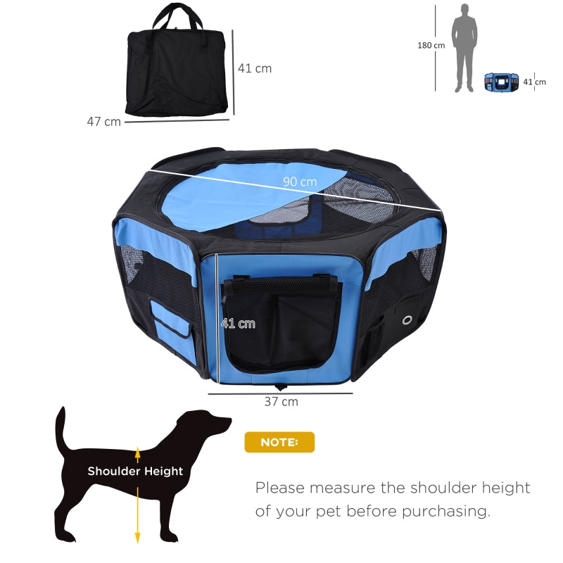 Portable Cat Dog Playpen, Pet Puppy Rabbit Guinea Pig Pen Run, Blue