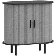 Tambour Sideboard Fluted Sliding Doors Kitchen Cupboard Storage Shelves Grey