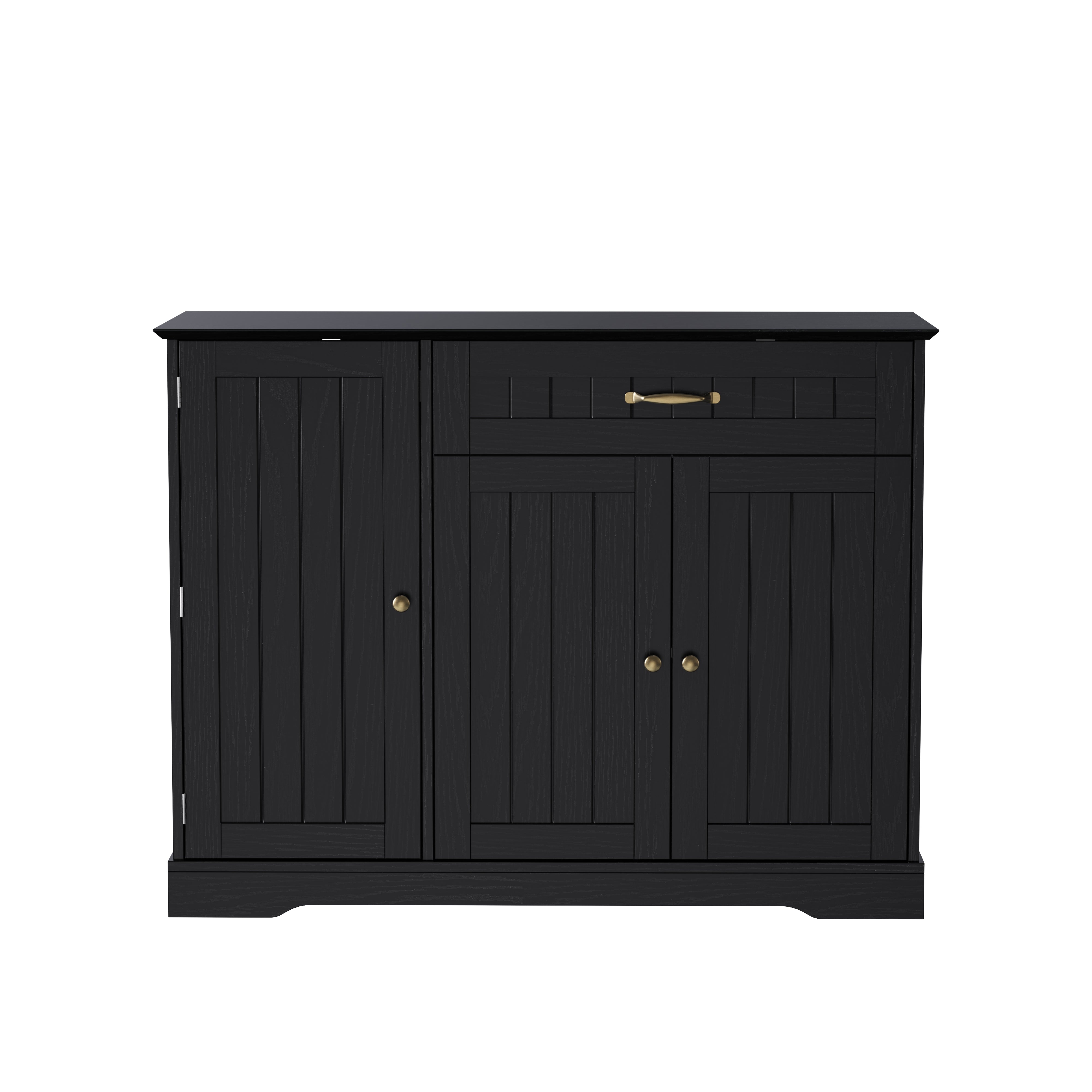 Sideboard Modern Elegant 3 Doors 1 Drawer - Black