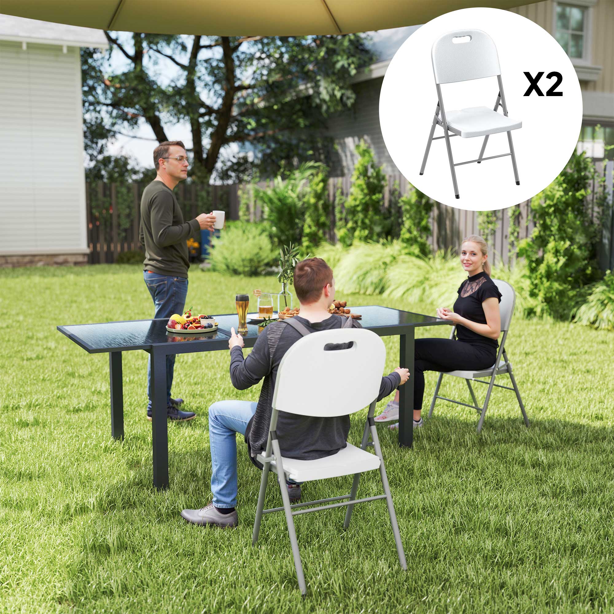 Set of Two Foldable Outdoor Chairs - White