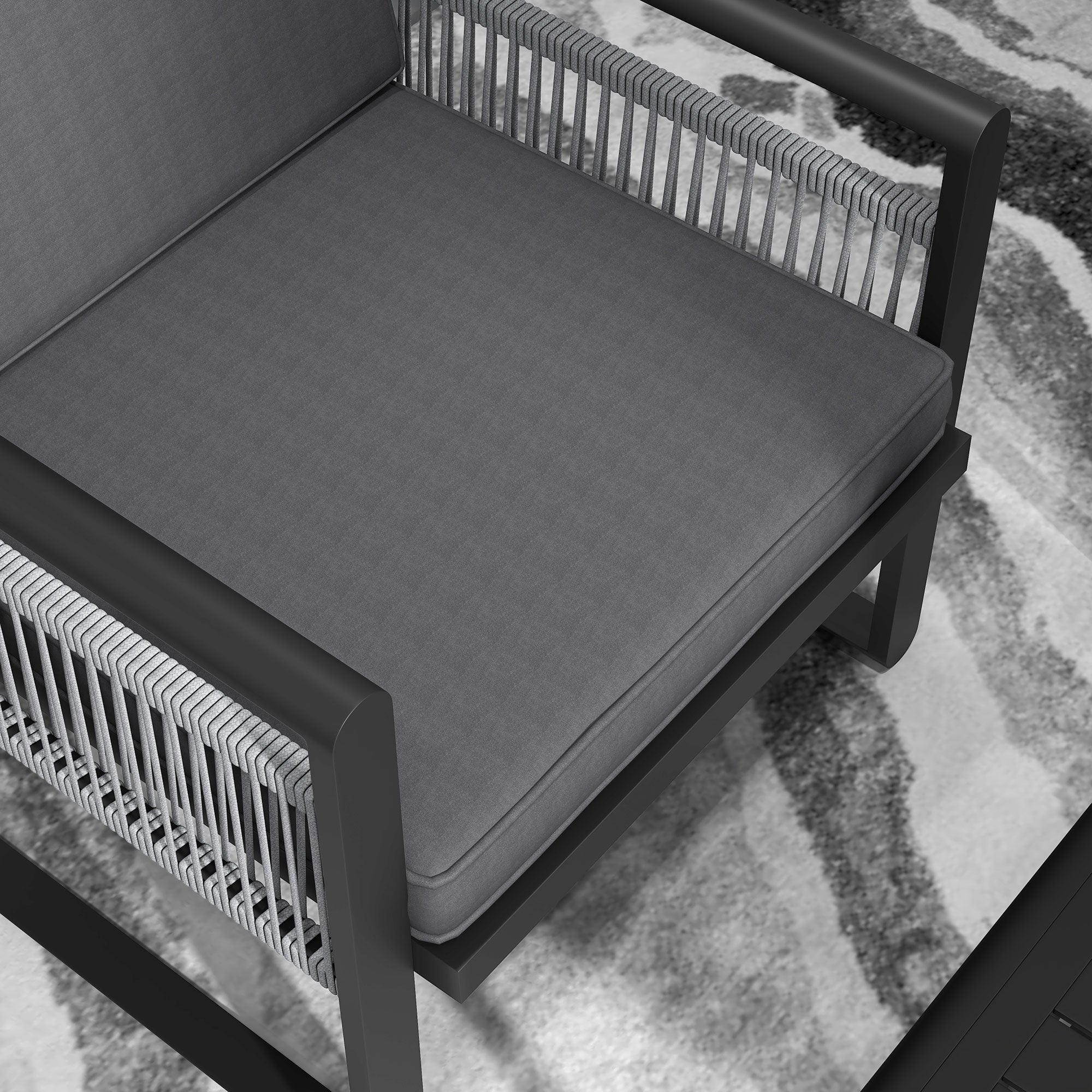 Four-Piece Garden Dining Set, Cushioned, Aluminium