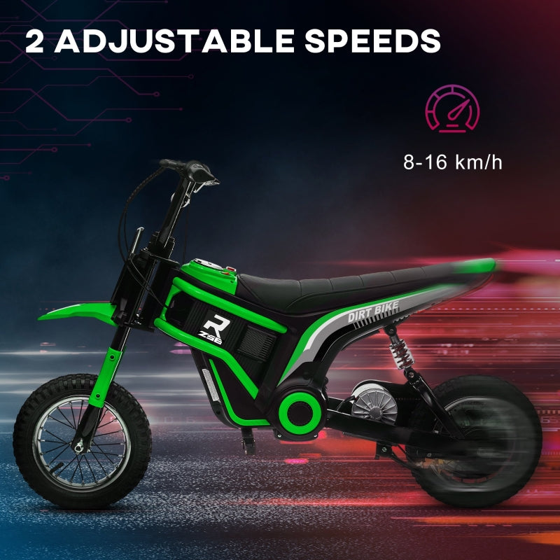 Electric Motorbike, 24V 12" Pneumatic Tyres, 16km/h Max Speed, Green