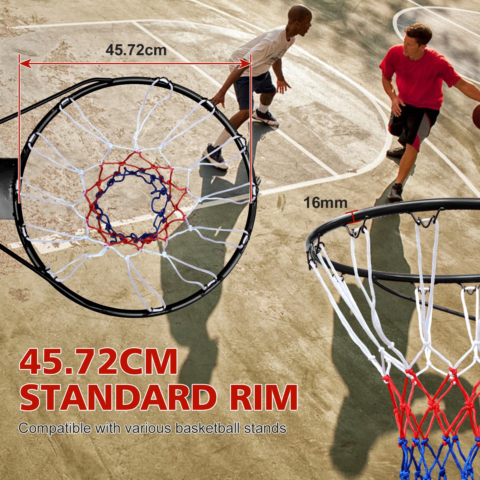 Basketball Rim Replacement, 45.72cm Wall/Door Mounted, Heavy Duty, Black