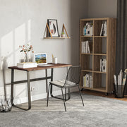 Computer Table Writing Desk, Steel Frame Wood Top, Rustic Brown and Black