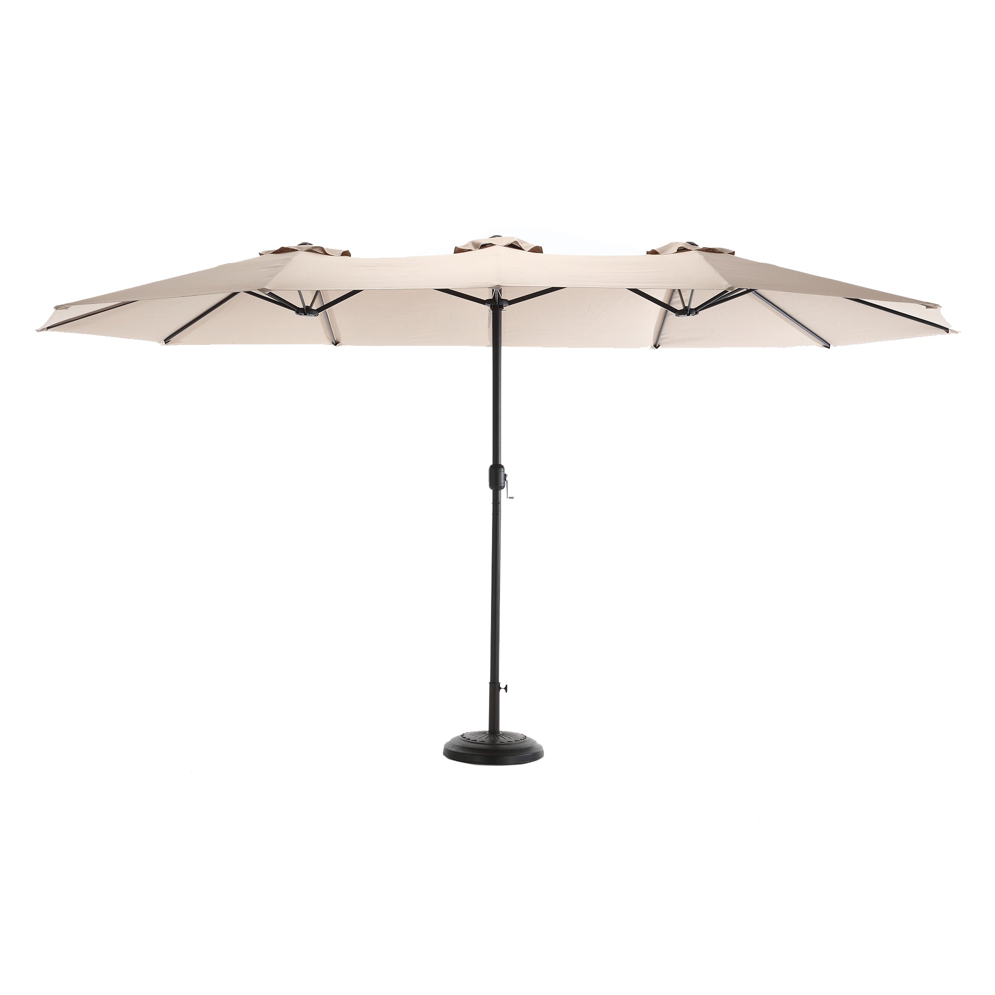 14.8 Ft Double Sided Outdoor Umbrella Rectangular Large with Crank, Khaki