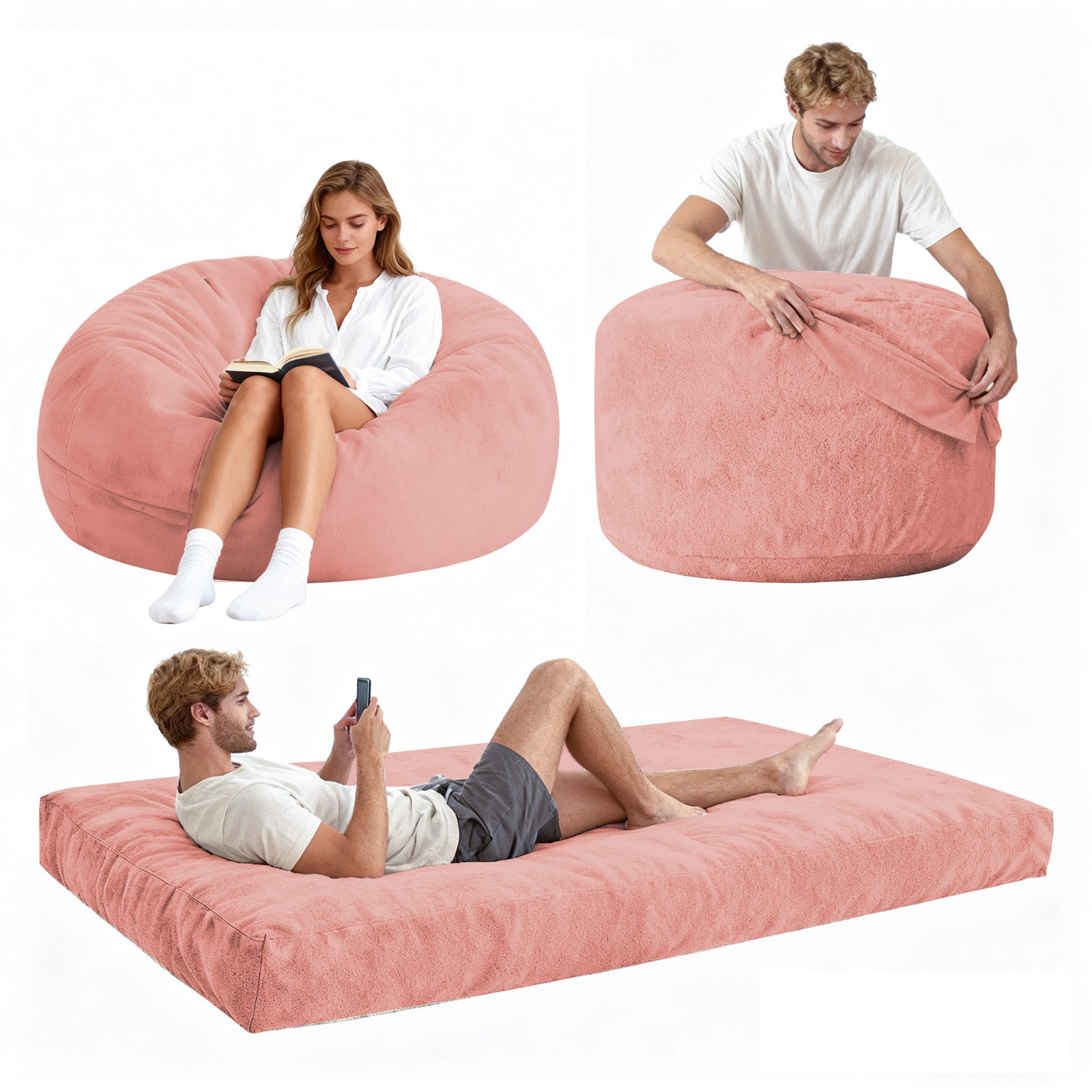 DBC-FENSE Convertible 2-in-1 Bean Bag Chair Bed Lounge Solution