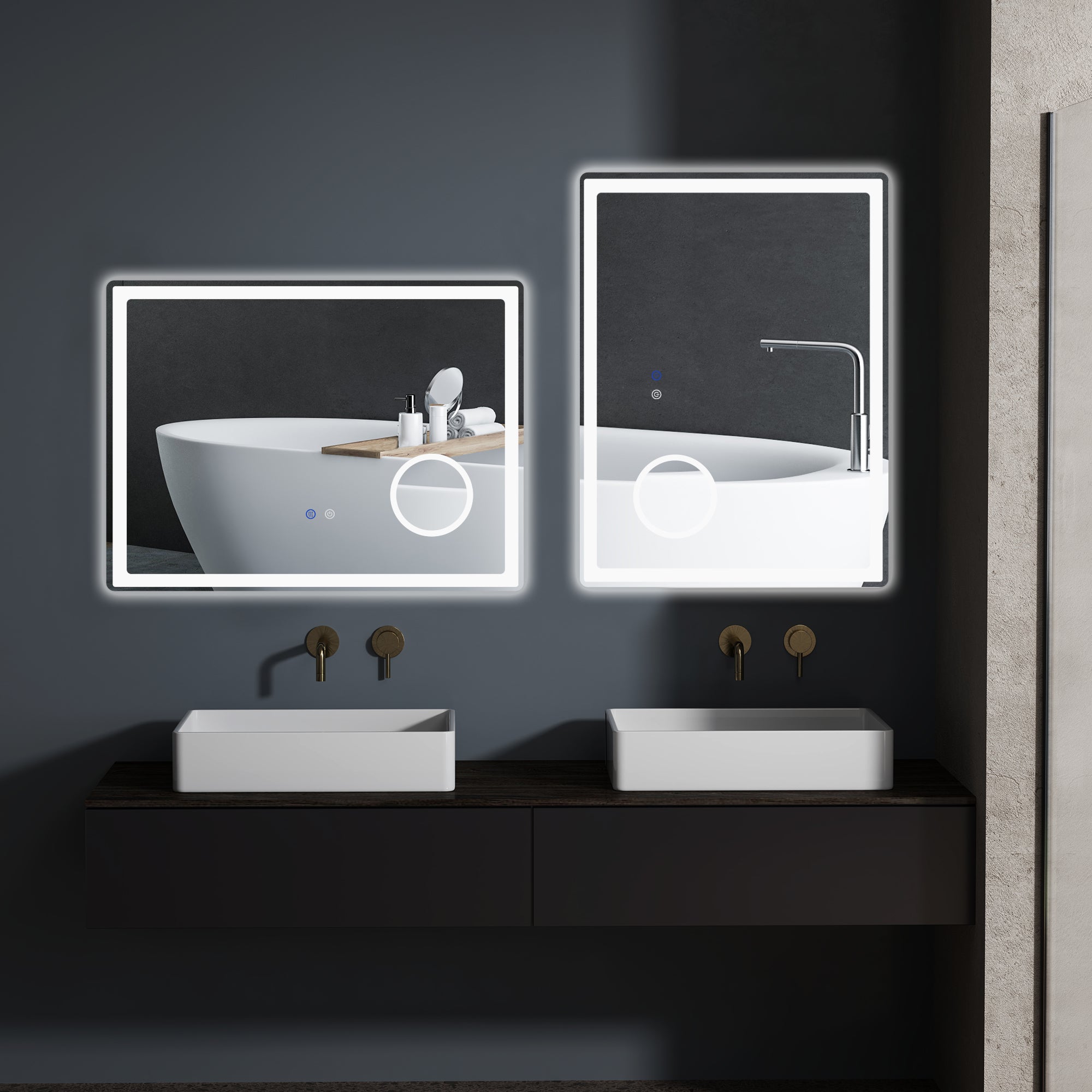 kleankin Bathroom Mirror, LED 3x Magnification Touch, Fog-Free, Silver