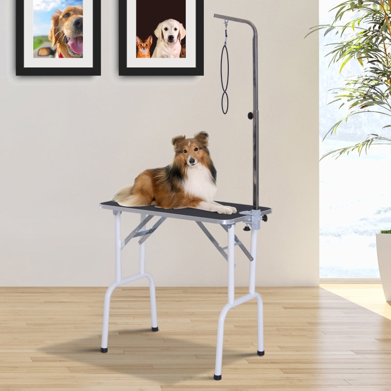 Grooming Table, Foldable Pet, Dogs & Cats, Metal Black