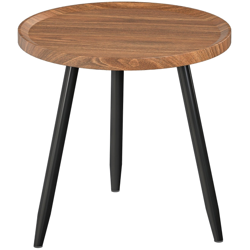 Modern Round Coffee Table, Steel Frame for Small Space, Chestnut Wood Effect