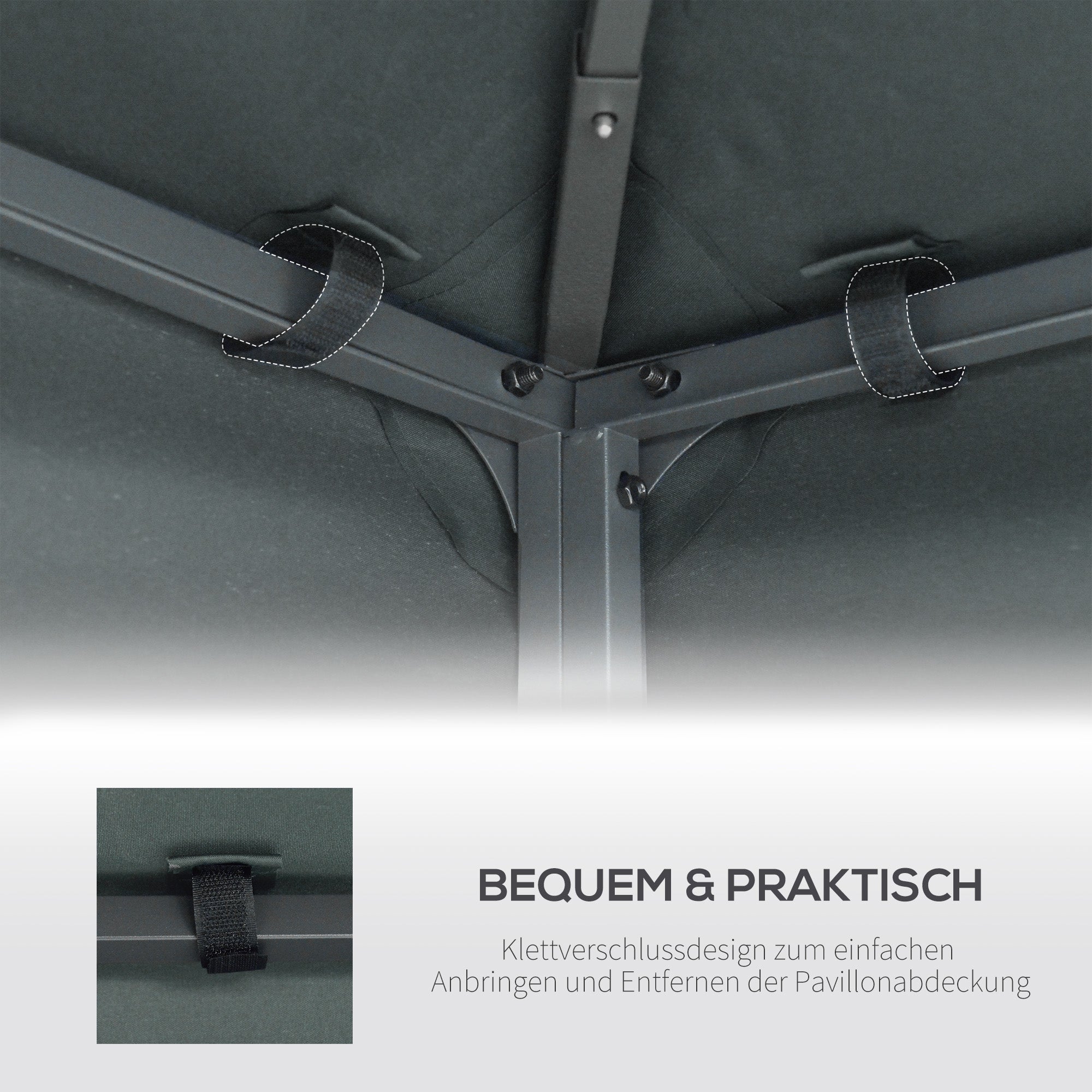 Replacement Roof for 3x3m Gazebo/Tent, Polyester Charcoal Grey