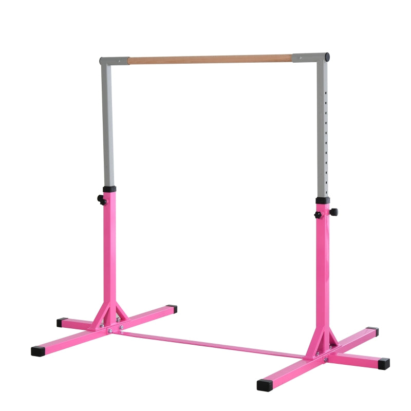 Gymnastics Horizontal Bar, Height Adjustable Kids Junior Kip Fitness, Pink