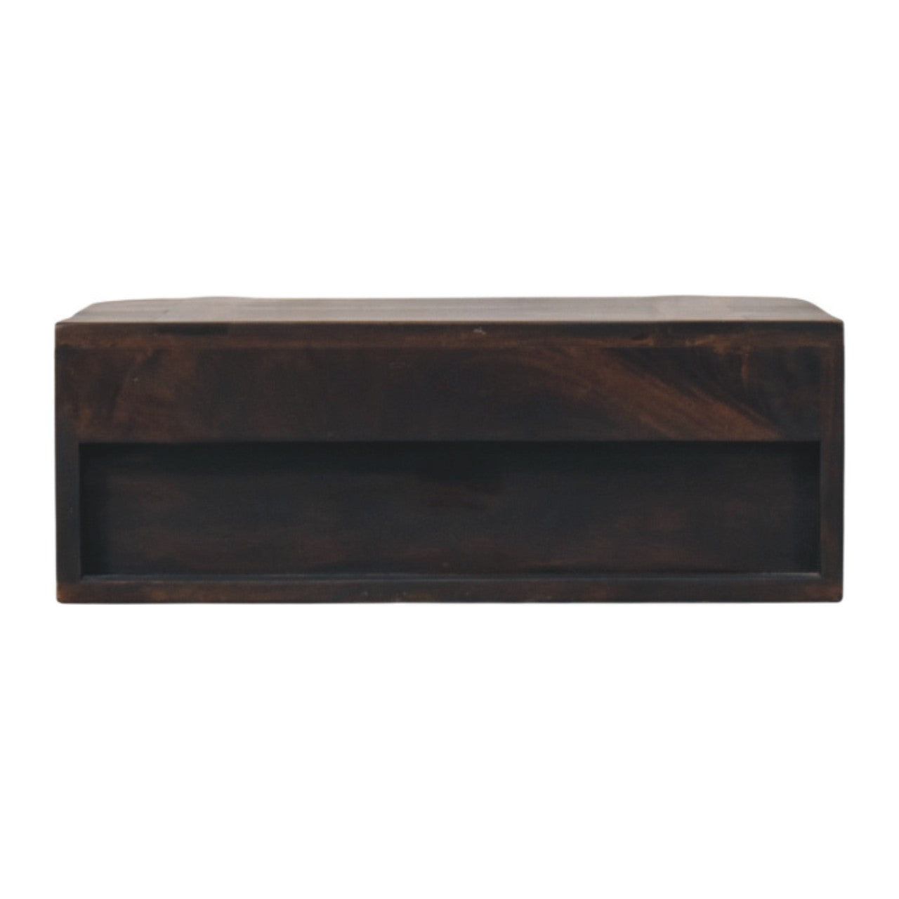 Solid Wood Rattan Curve Wall-Mounted Drawer, 1 Drawer, Dark Brown