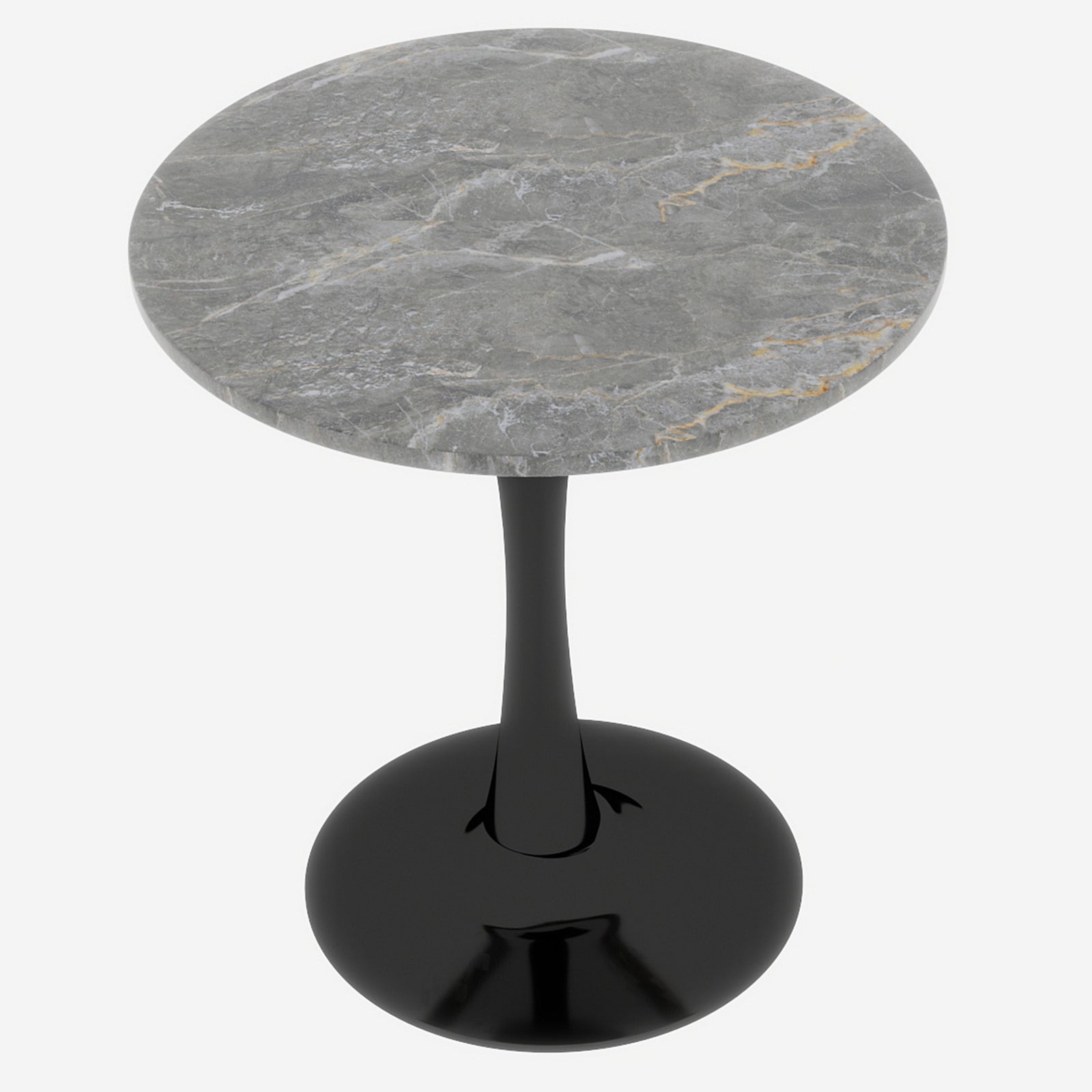 Coffee Table Mid-Century Modern 27.6" Round Marble - Black