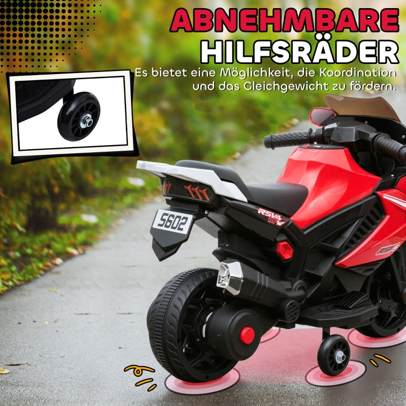 Electric Motorcycle for Children with Horn, Headlight and Music, 2.5 km/h, Red
