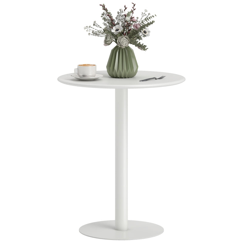 Dining Table Round for 2 People Modern Steel White