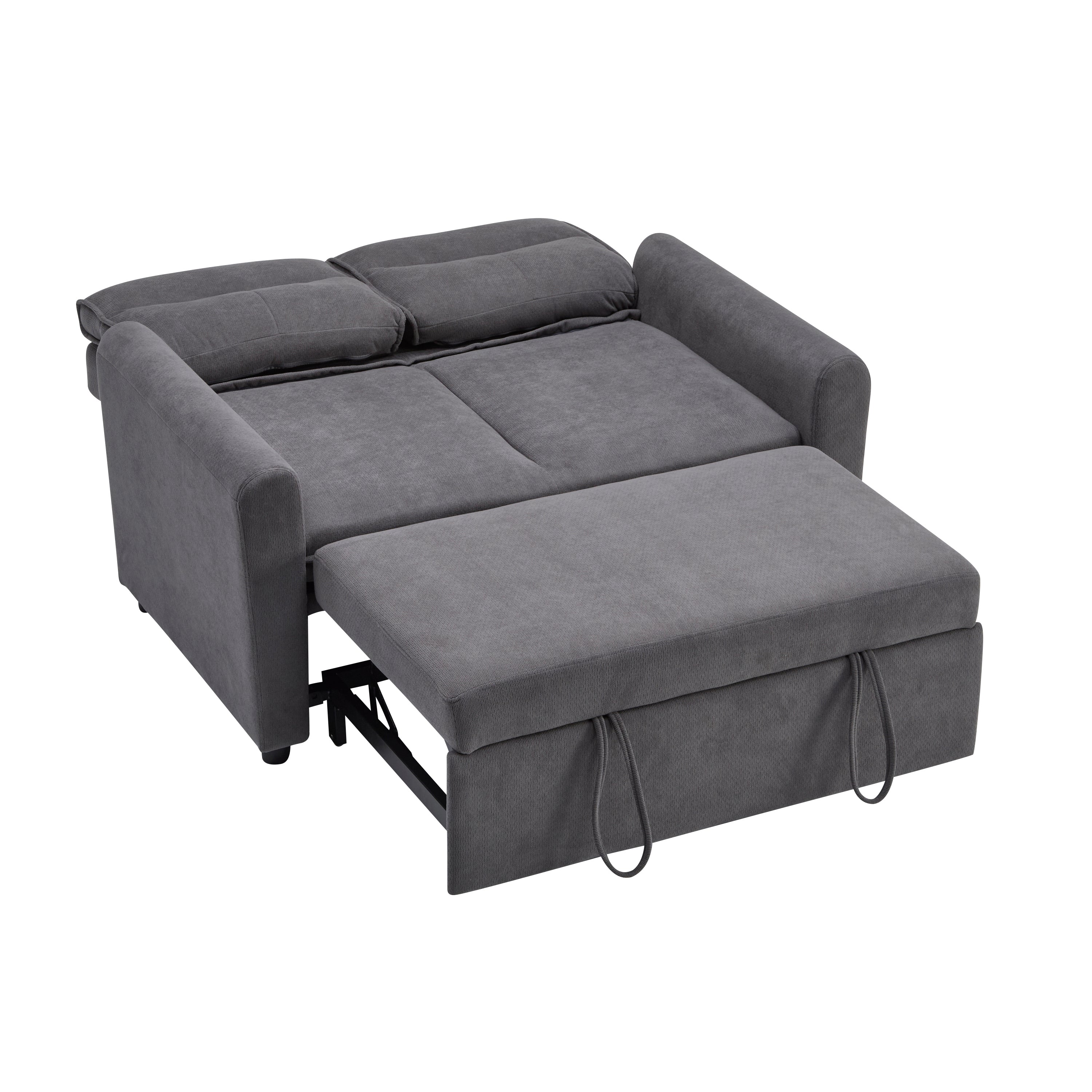 Sofa Bed, Modern 2-Seater with Pull-Out & Adjustable Backrest, Space-Saving