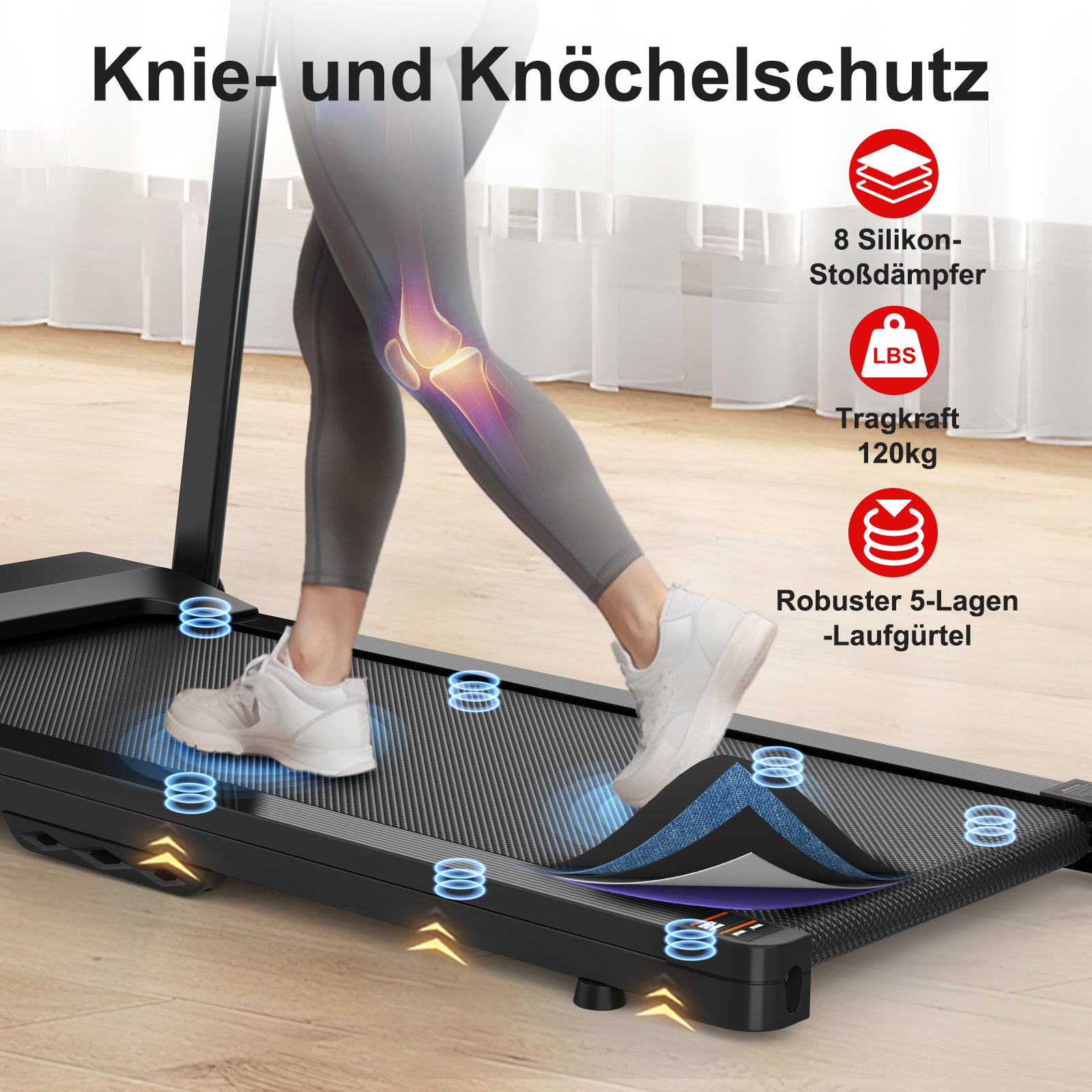 Electric Treadmill, Folding, 12 km/h Max Speed, LED Display, App & Tablet Holder, Compact
