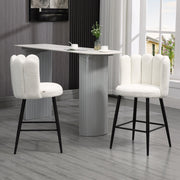 Bar Stools Set of 2, Modern Kitchen Chairs, Faux Cashmere Cream