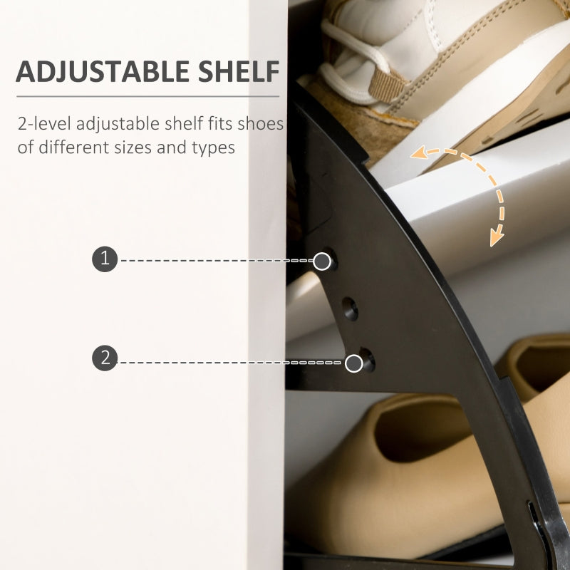 Three Drawer Shoe Storage Cabinet, Slim 12 Pair - White