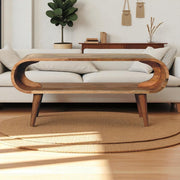 Amaya Nordic Style Coffee Table, Open Slot, Solid Wood