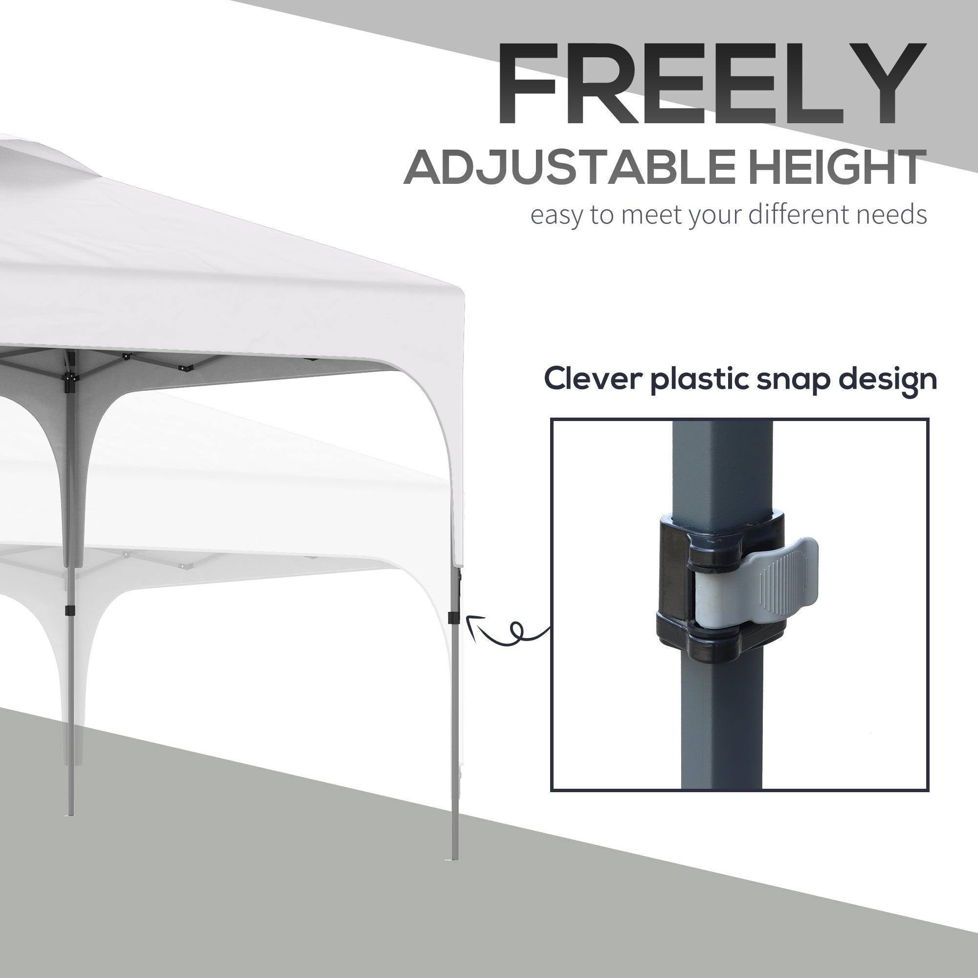 3 x 3M Pop Up Gazebo UPF 50+ Foldable Height Adjustable with Carrybag, White