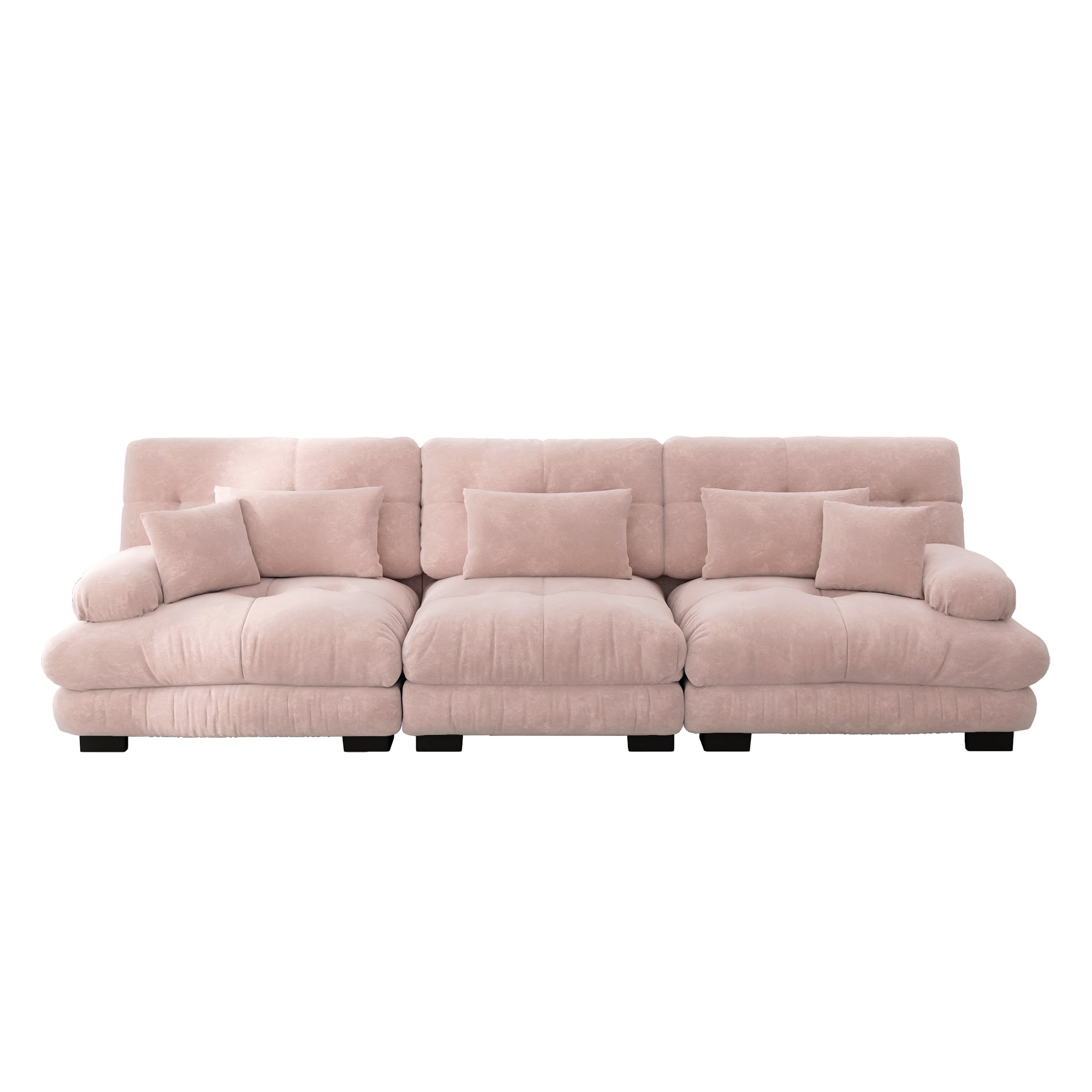 3-Seater Modular Corner Sofa with Deep Seat, Chenille Sleeper Sofa, Comfortably Upholstered for Living Room, Apartment, Studio, Office, Pink Chenille