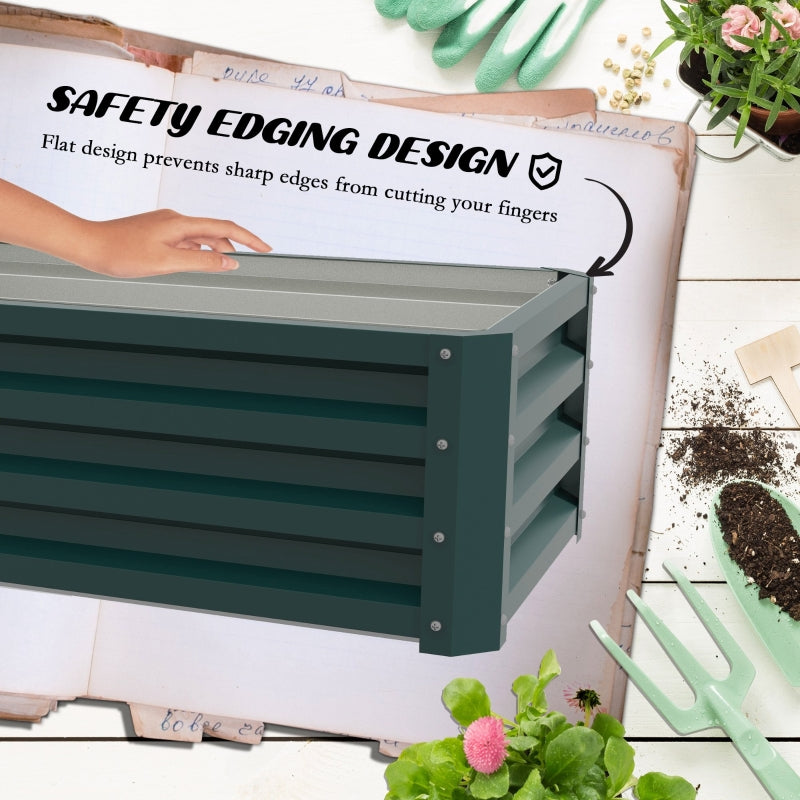 Set of Two Planter Boxes 110 x 65cm Steel, Green