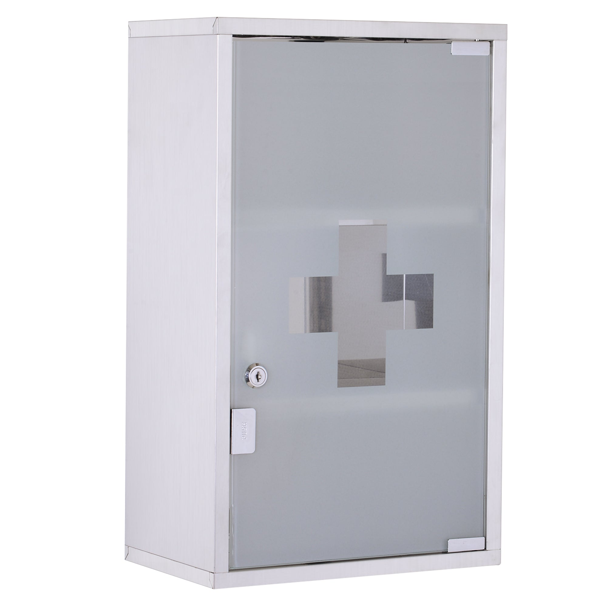 Medicine Cabinet First Aid, Lock, Stainless Steel