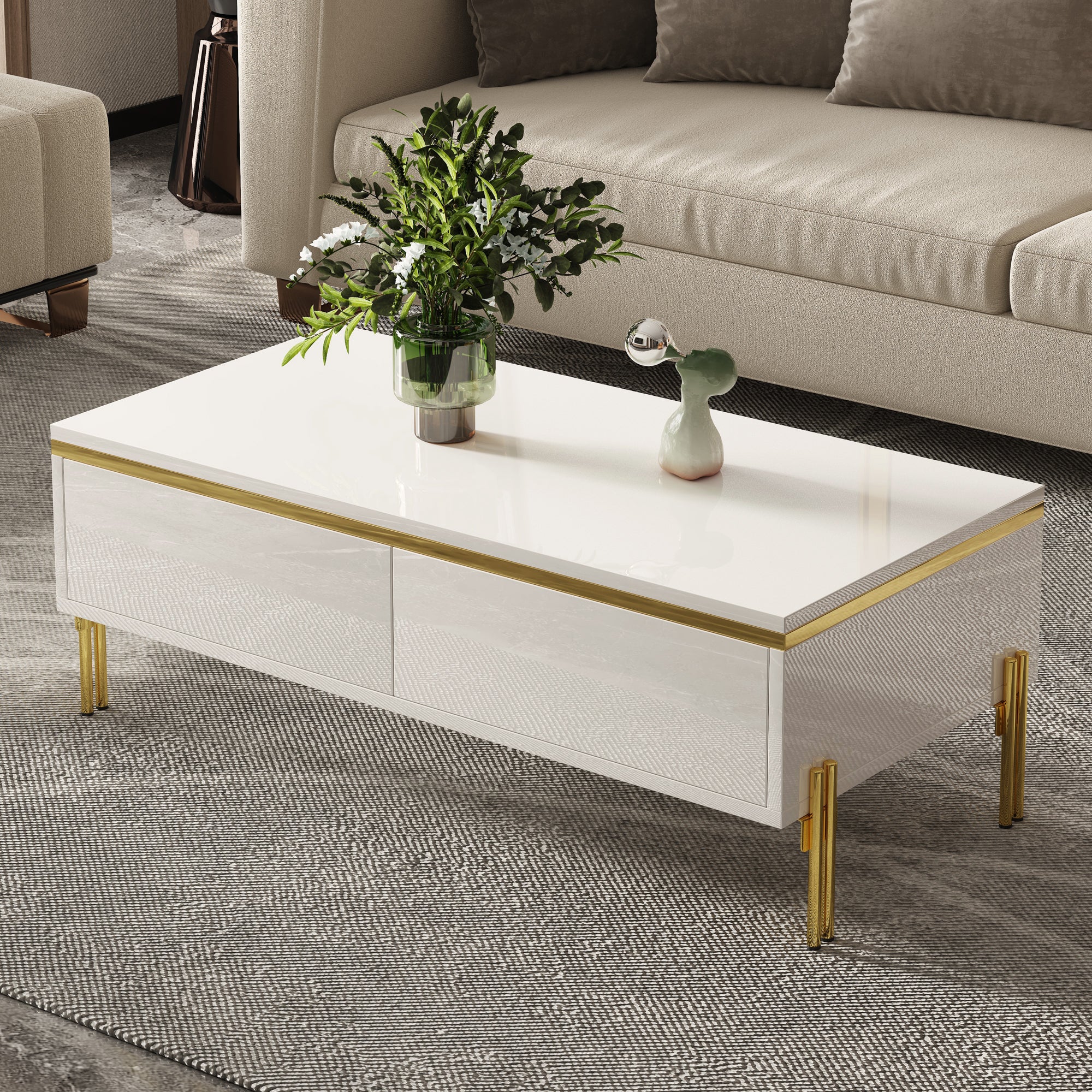 Coffee Table Multifunctional Side Table 100x50x36cm High-Gloss
