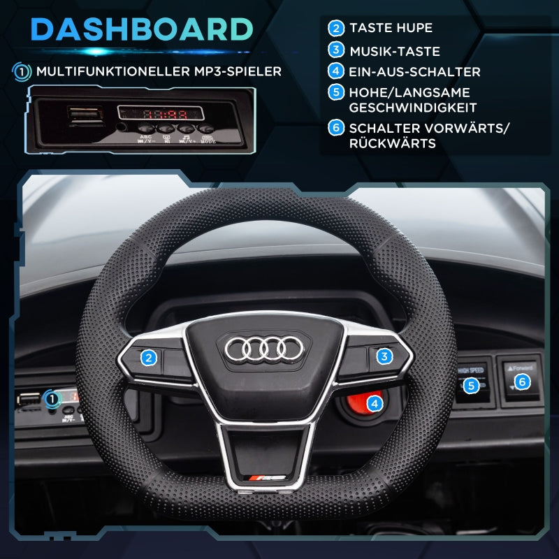 Audi Children's Electric Car with Remote Control and Safety Belt, Black