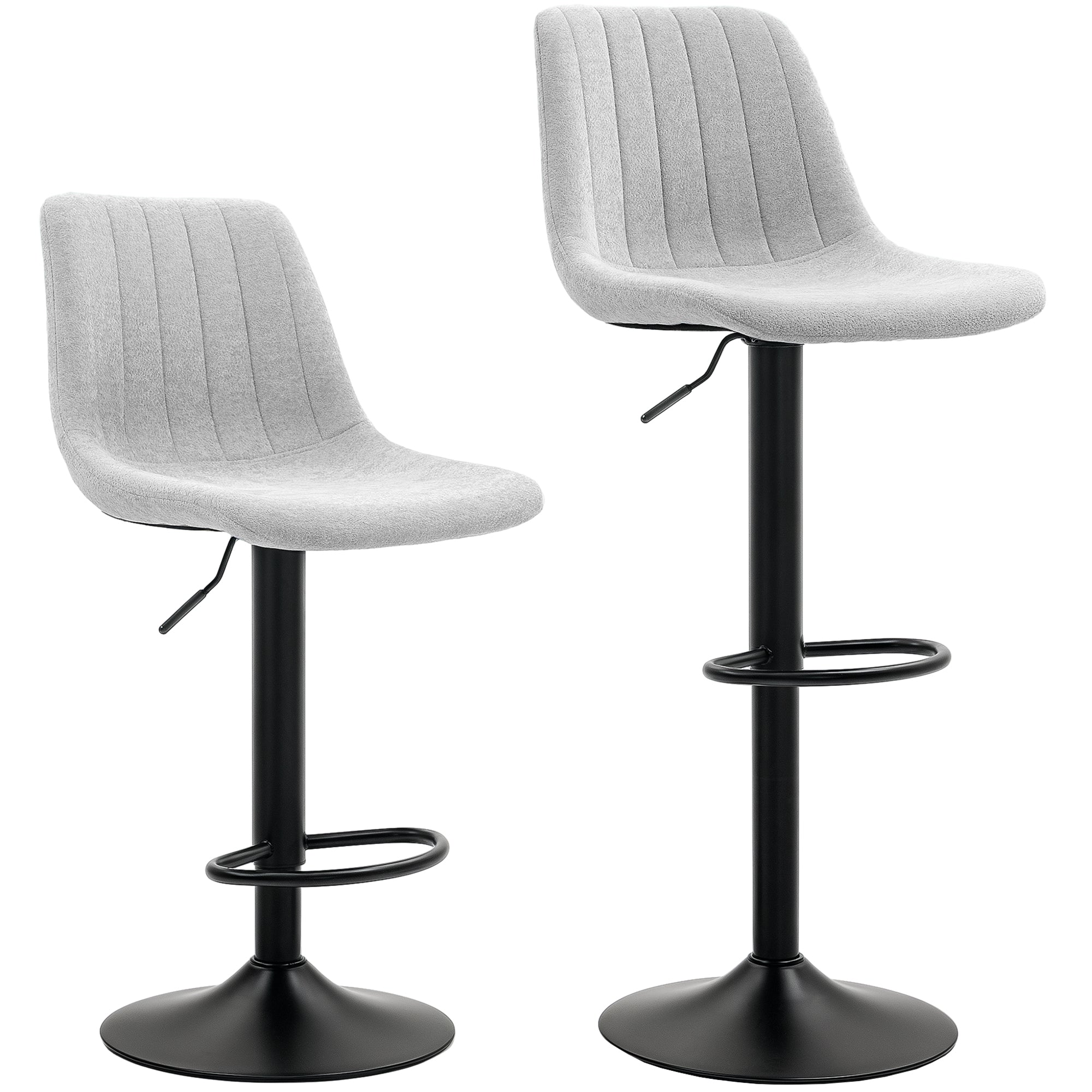 Tub Bat Stools (Set of Two) Chenille-Feel, Grey