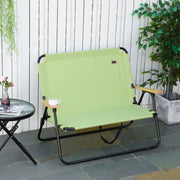 2-Seater Folding Camping Chair, Portable with Cup Holder, Light Green